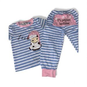 “It’s Pasture Bedtime” Striped Pajama Set